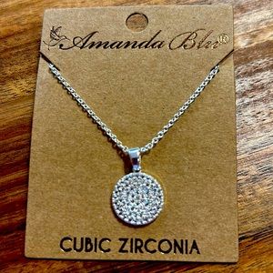 Silver Pave CZ circle necklace